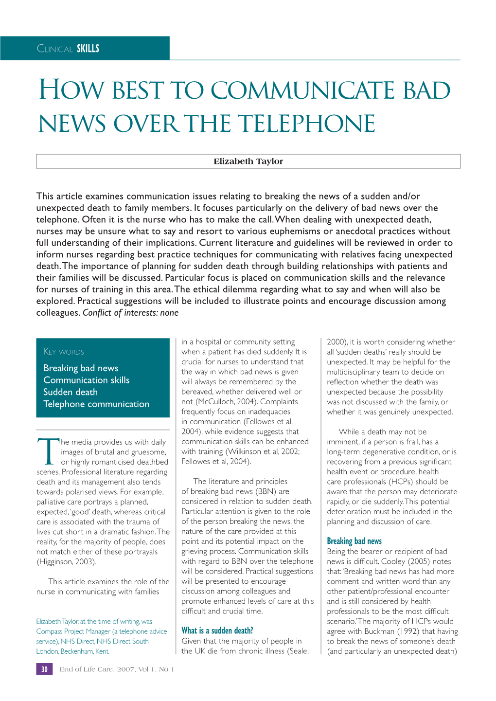 How Best to Communicate Bad News Over the Telephone