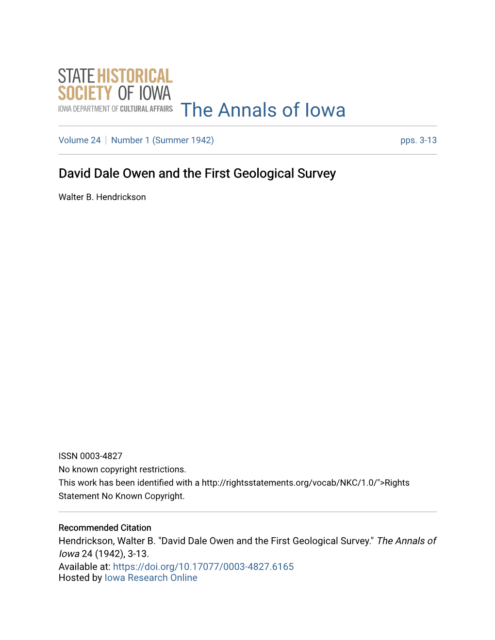 David Dale Owen and the First Geological Survey
