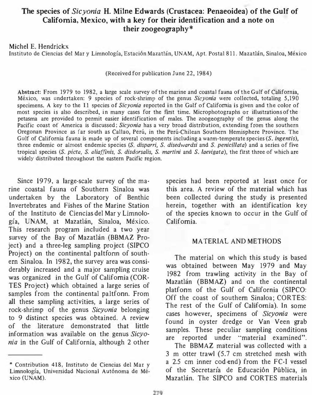 The Species of Sicyonia H. Milne Edwards (Crustacea: Penaeoidea