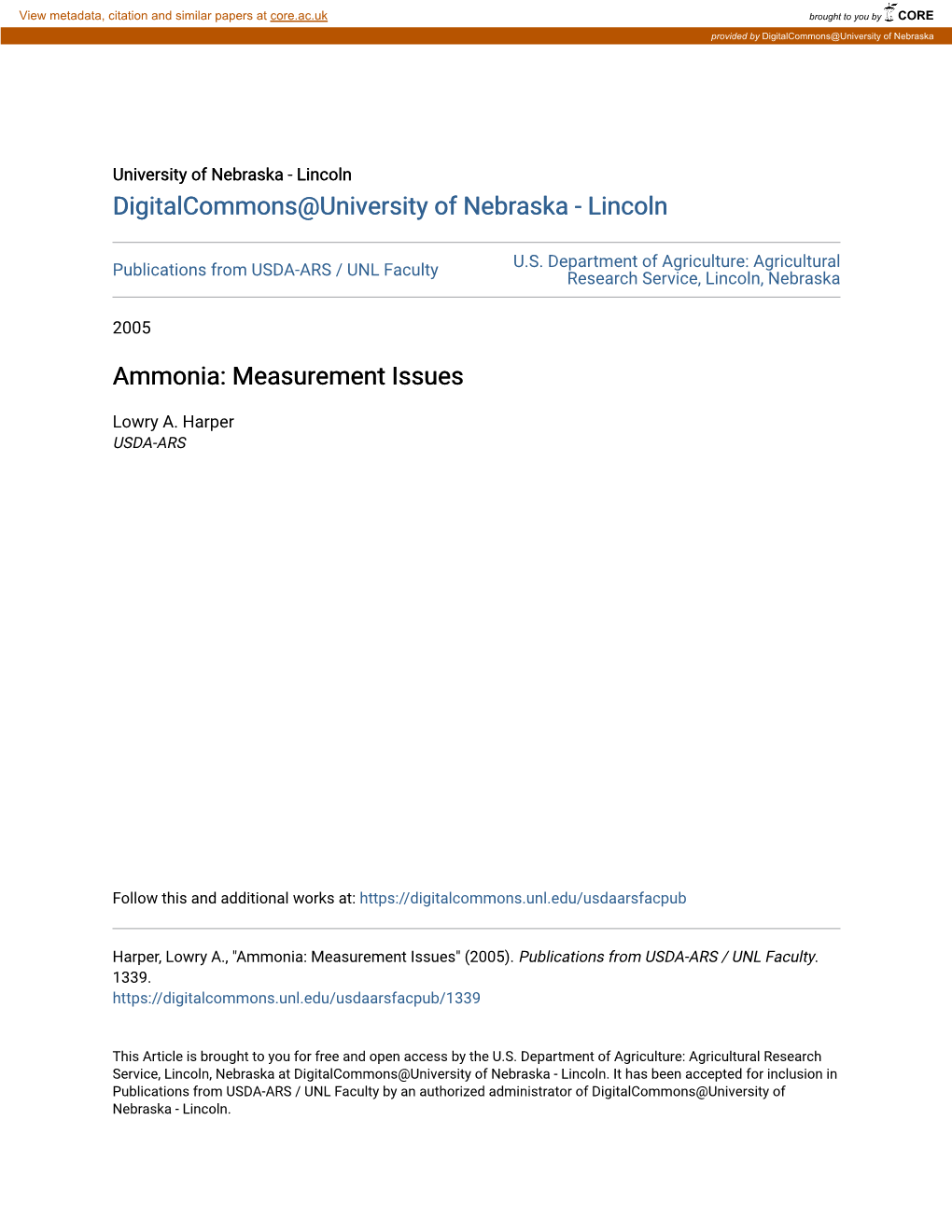 Ammonia: Measurement Issues