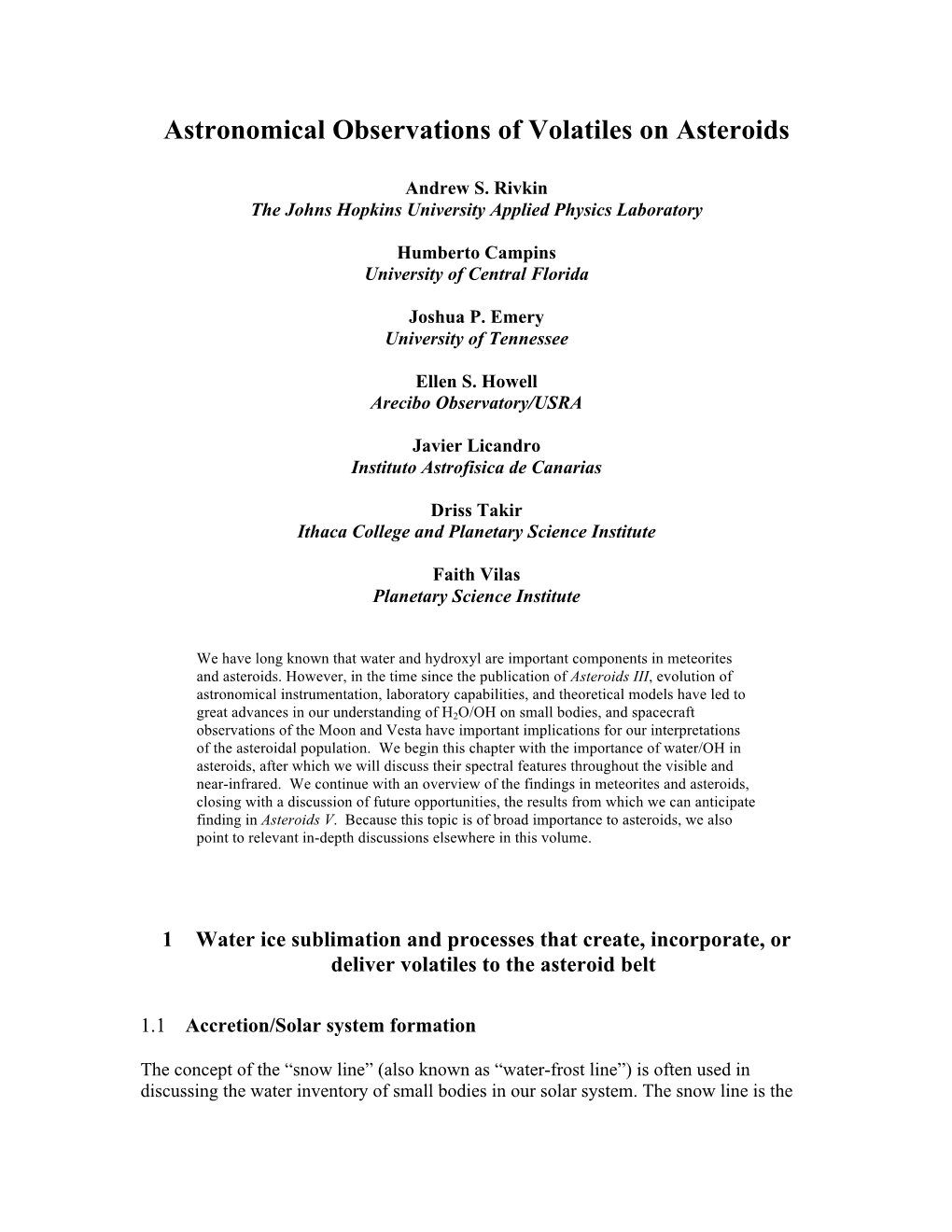 Astronomical Observations of Volatiles on Asteroids