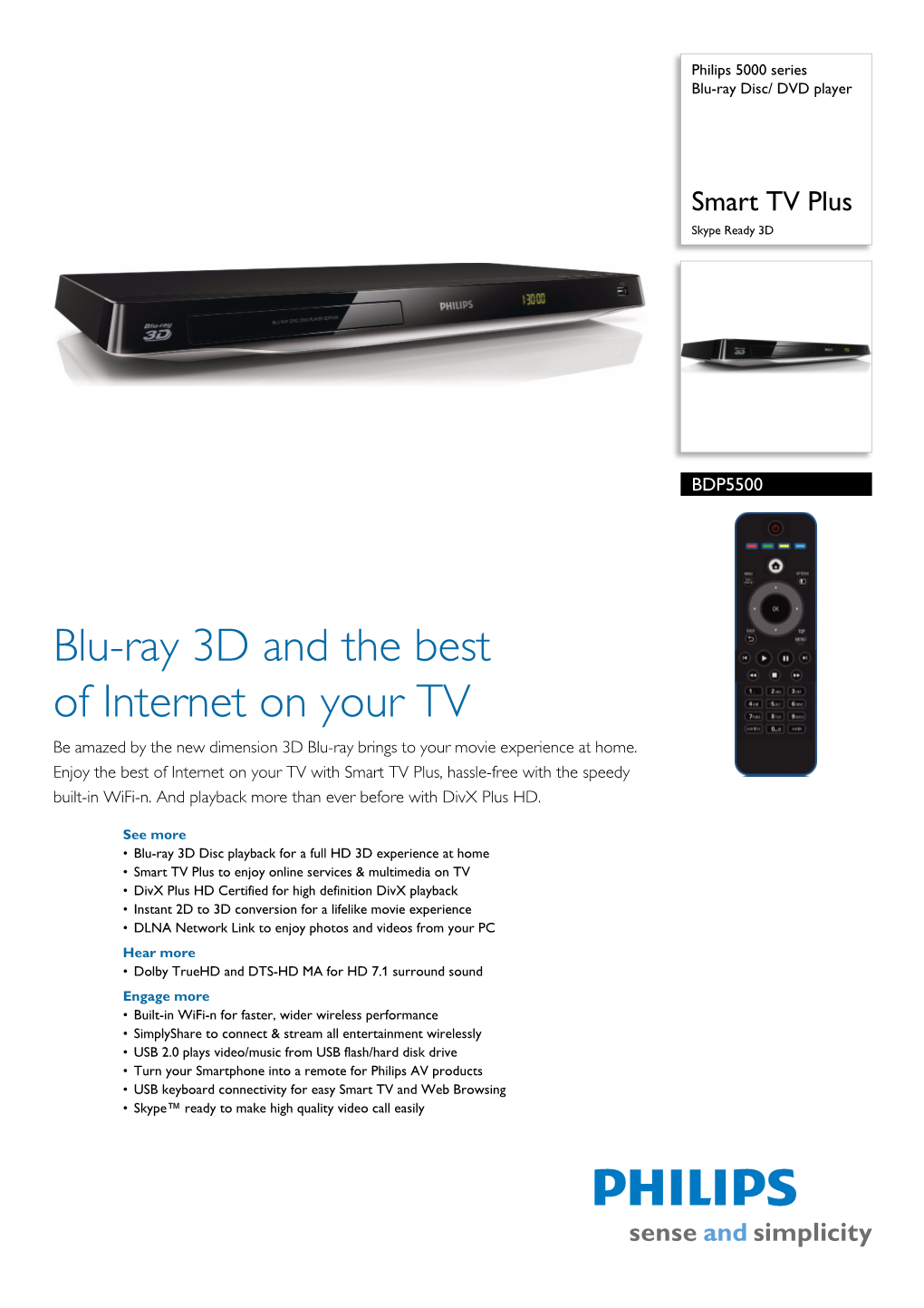 BDP5500/51 Philips Blu-Ray Disc/ DVD Player