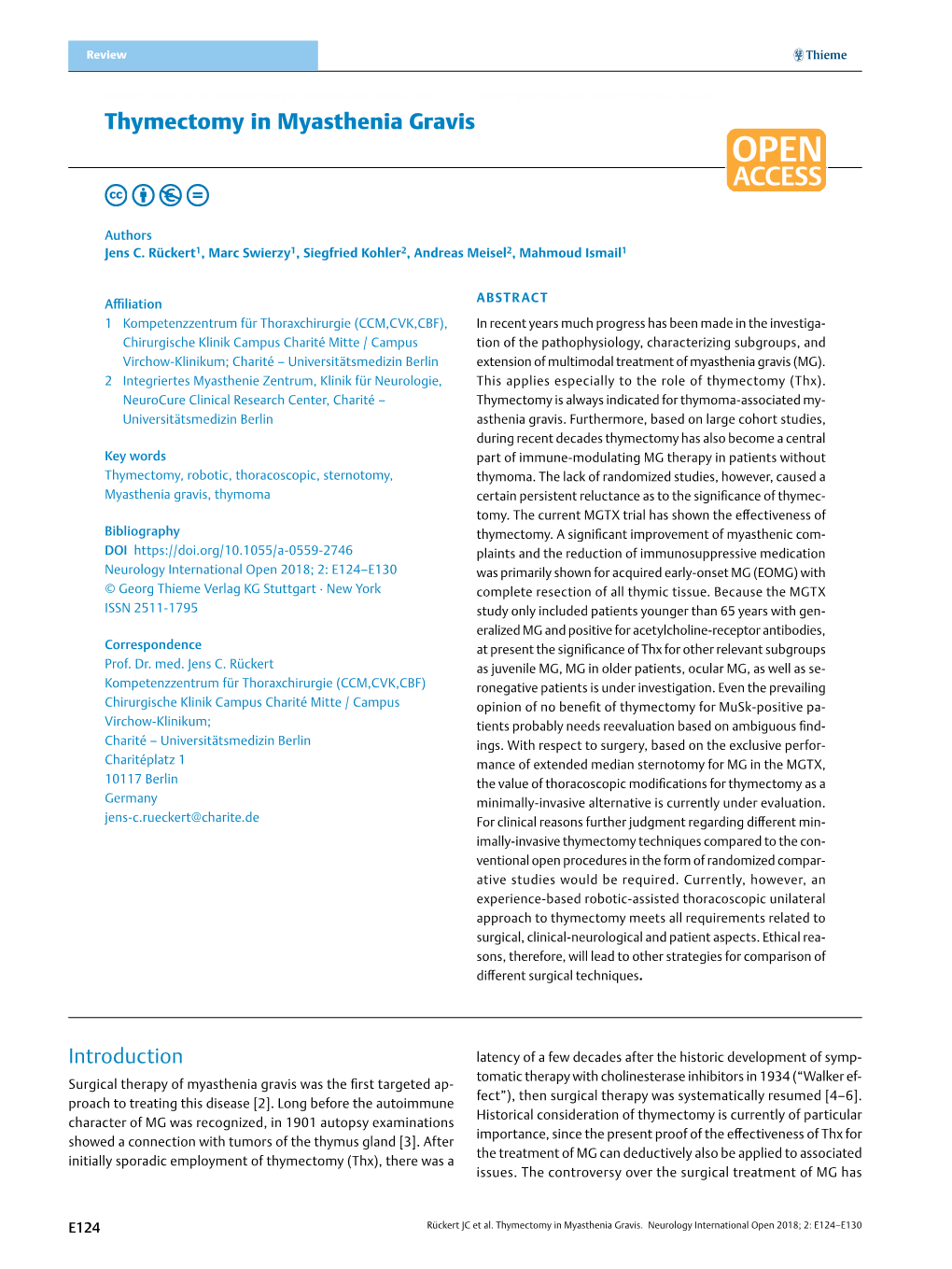 Thymectomy in Myasthenia Gravis