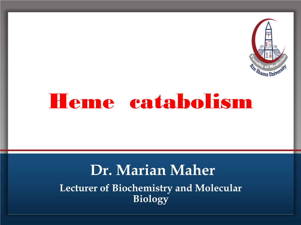 Heme Catabolism & Jaundice