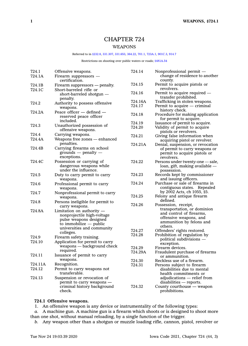 Chapter 724 of the Iowa Code