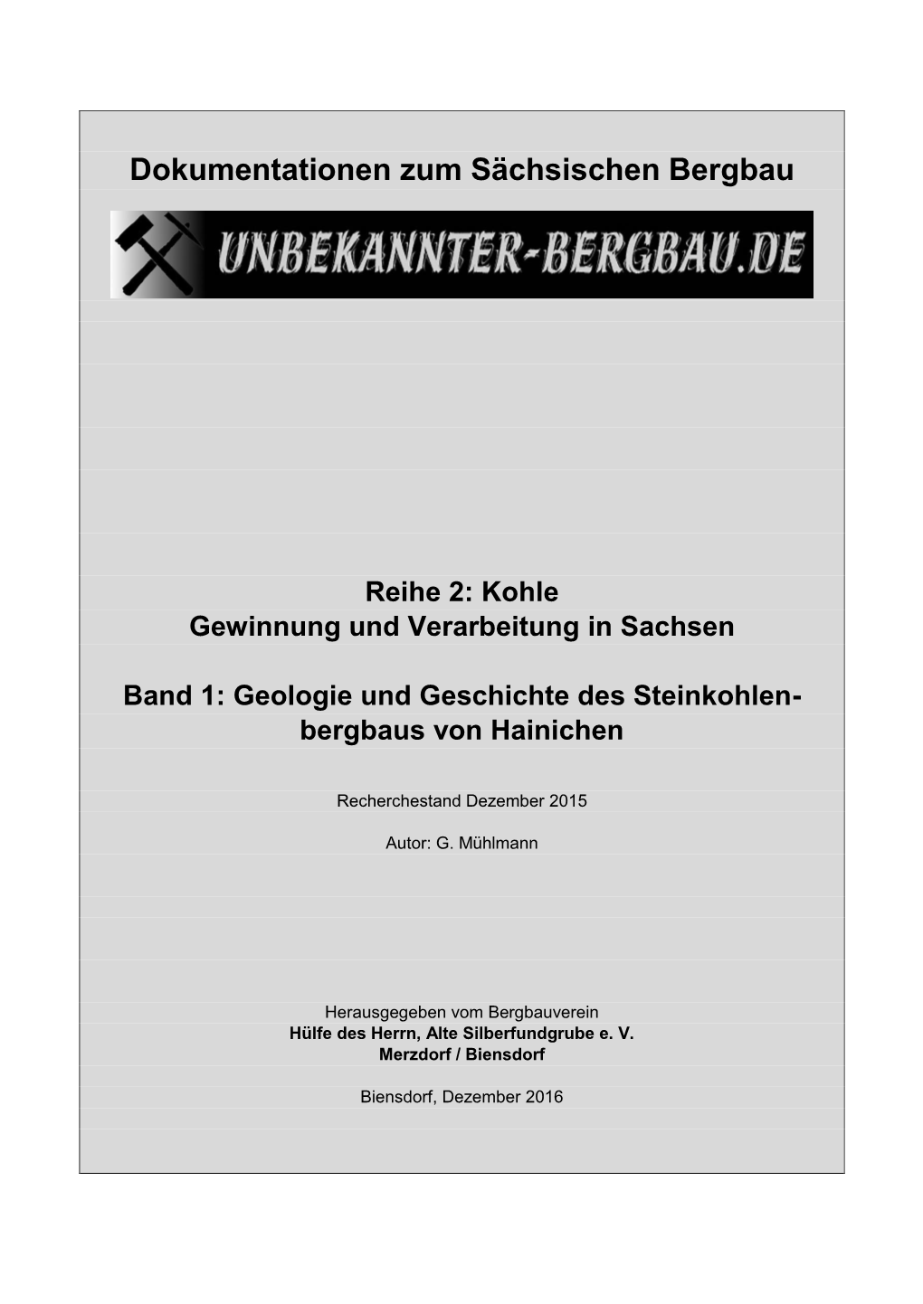 Dokumentationen Zum Sächsischen Bergbau