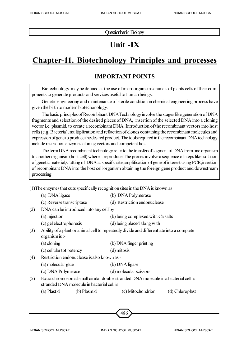 Unit -IX Chapter-11. Biotechnology Principles and Processes