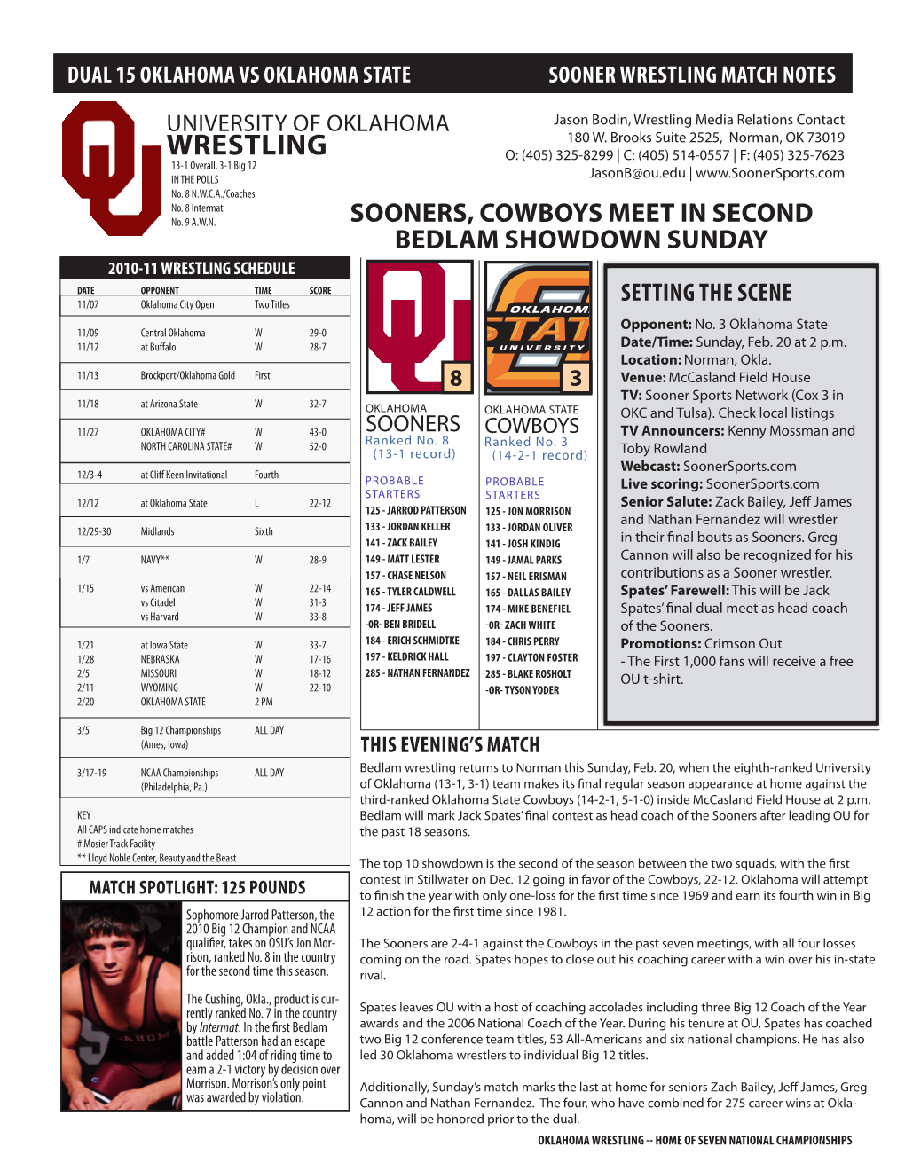 Dual 15 Oklahoma Vs Oklahoma State Sooner Wrestling Match Notes