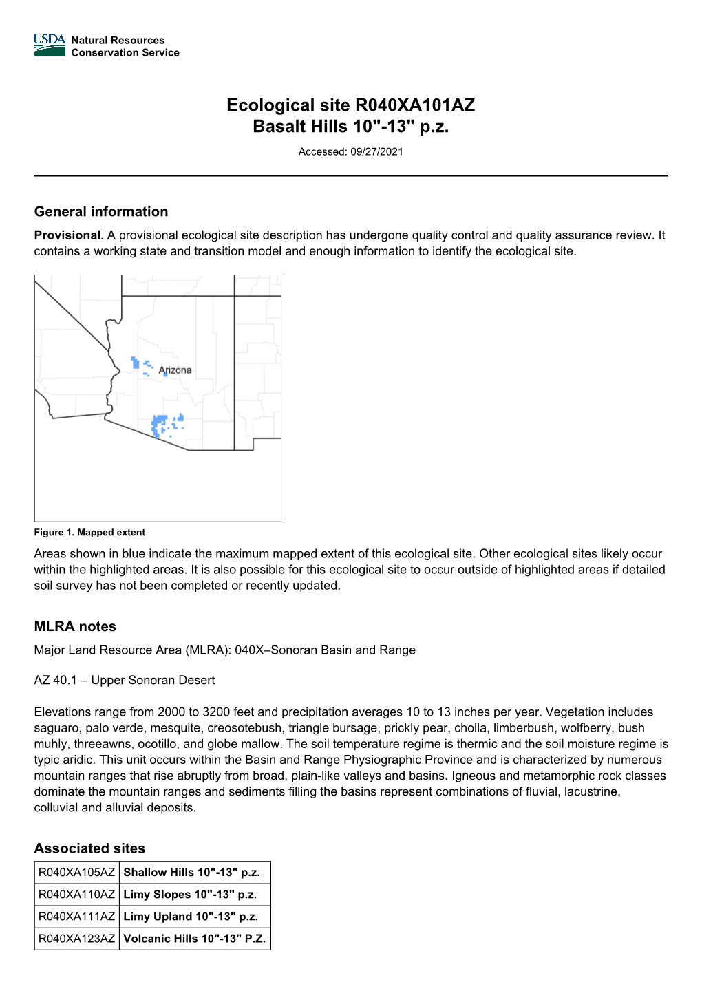 Ecological Site R040XA101AZ Basalt Hills 10