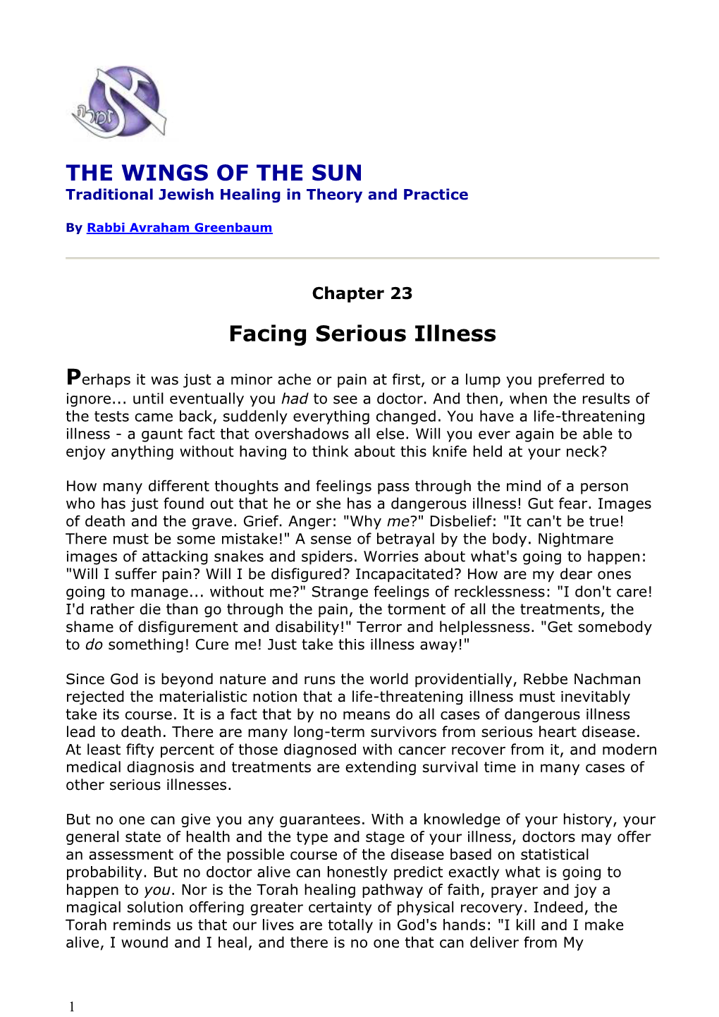 THE WINGS of the SUN Facing Serious Illness