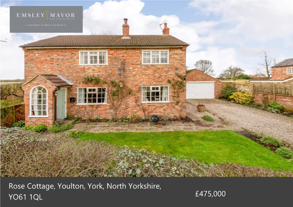 Rose Cottage, Youlton, York, North Yorkshire, YO61 1QL £475,000 Reasons to Buy Overview Glazed Door Into the Living Dining Room