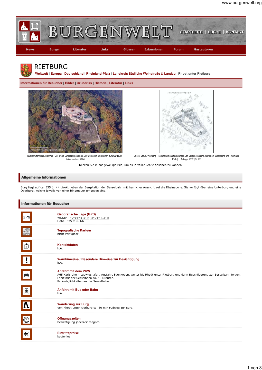 RIETBURG Weltweit | Europa | Deutschland | Rheinland-Pfalz | Landkreis Südliche Weinstraße & Landau | Rhodt Unter Rietburg