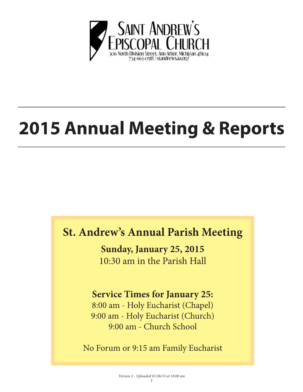 2015 Annual Meeting & Reports