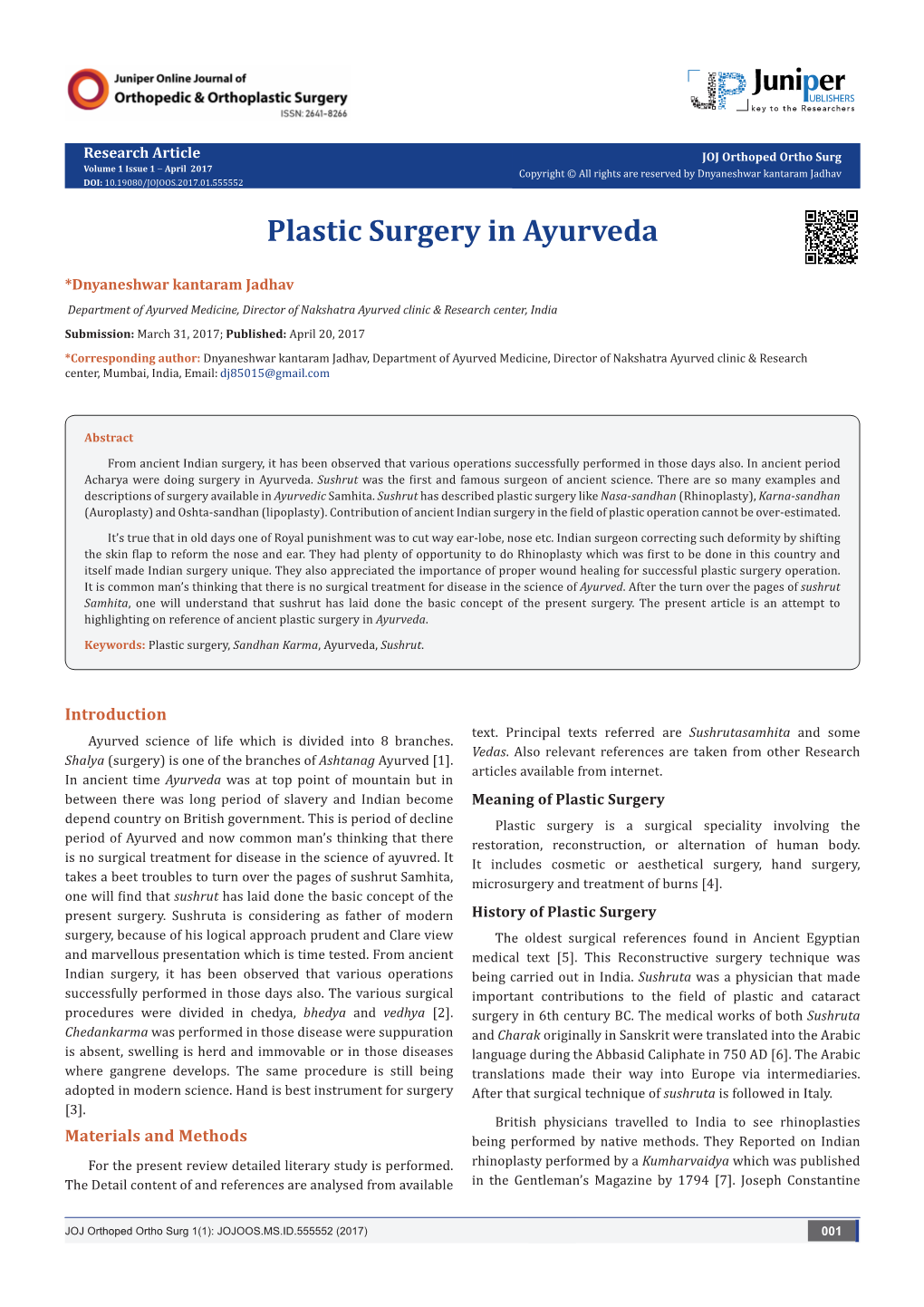 Plastic Surgery in Ayurveda