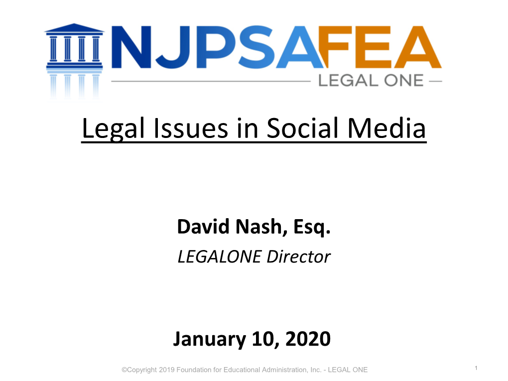 Legal Issues in Social Media