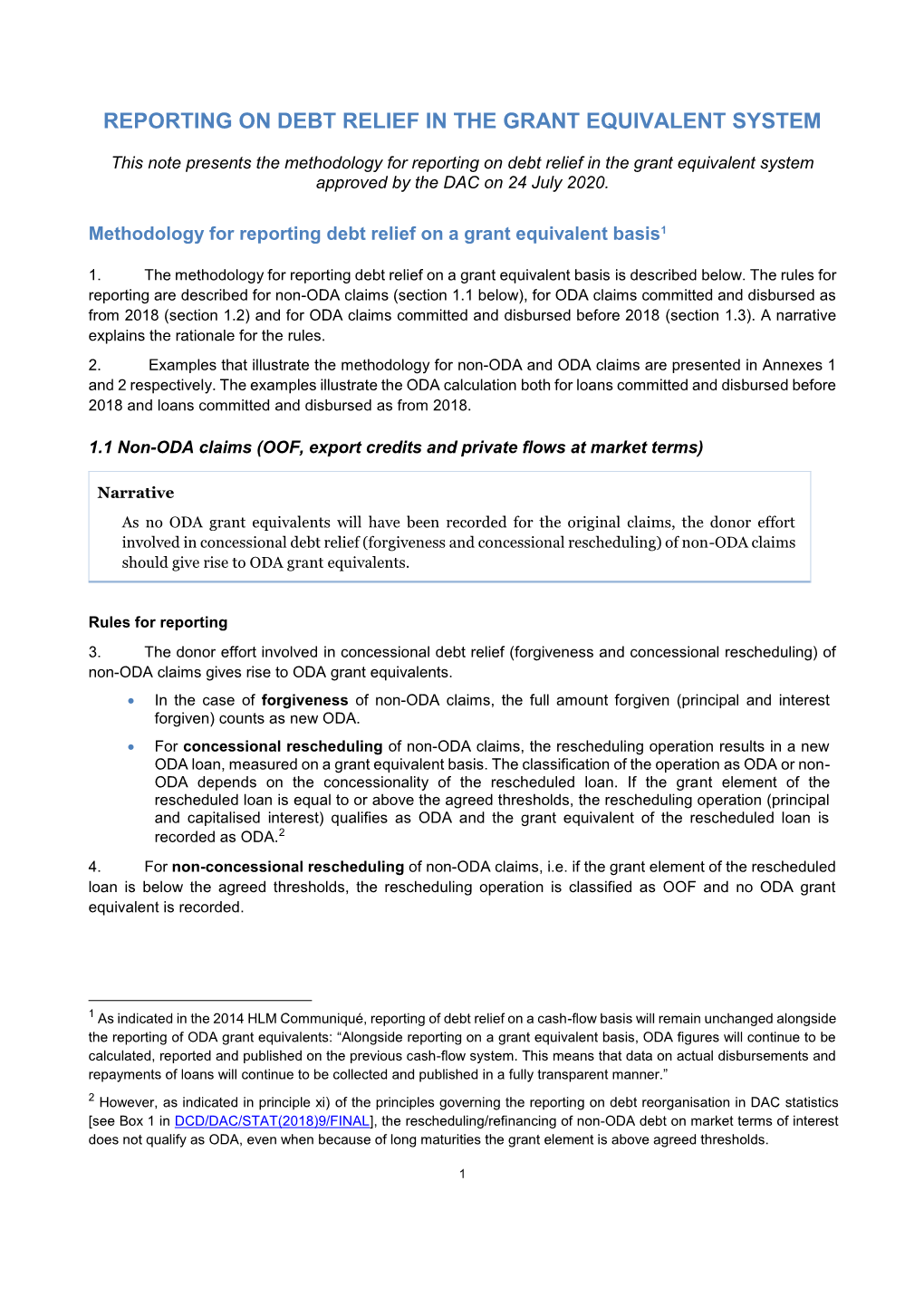 Reporting on Debt Relief in the Grant Equivalent System