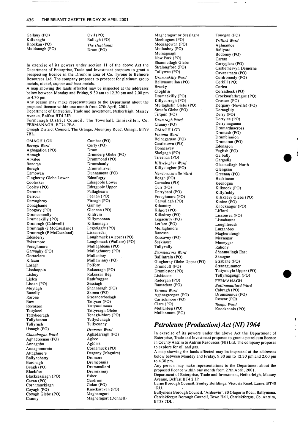 Petroleum (Production) Act (NI) 1964