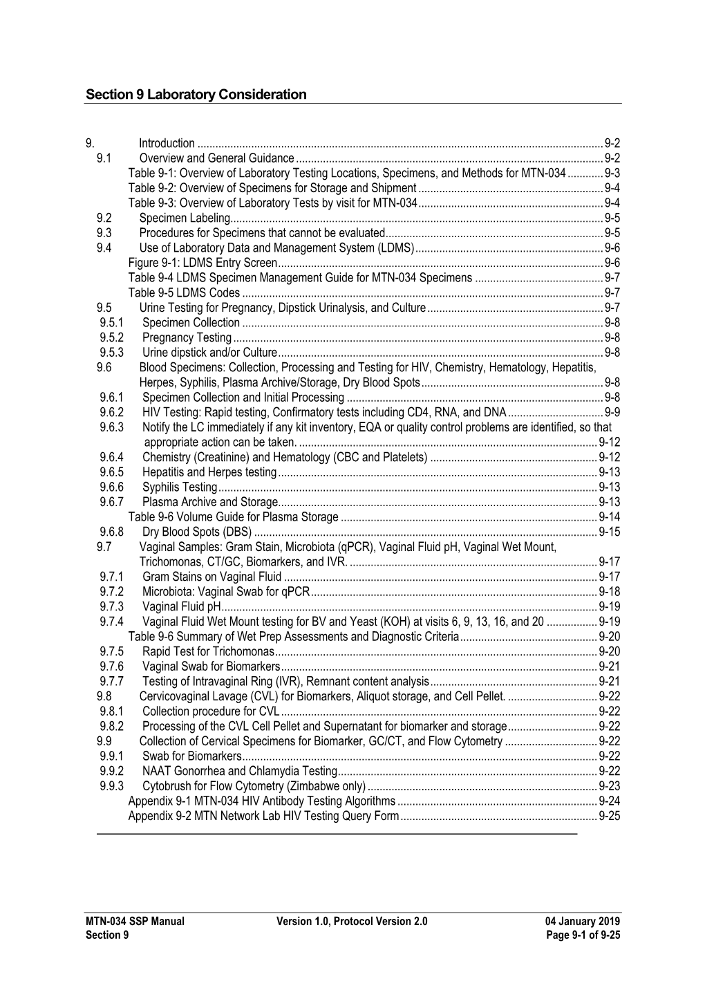 Section 9 Laboratory Consideration