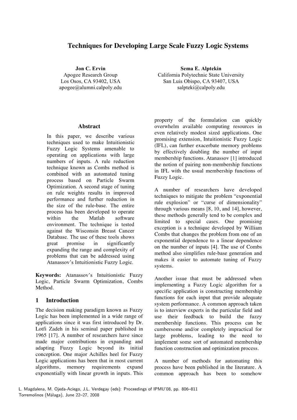 Techniques for Developing Large Scale Fuzzy Logic Systems