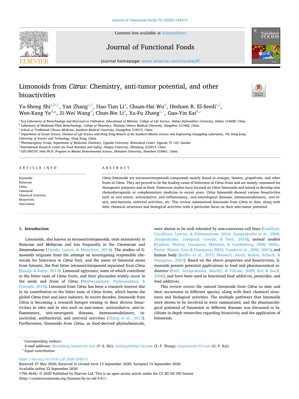 Limonoids from Citrus Chemistry, Anti-Tumor Potential, And