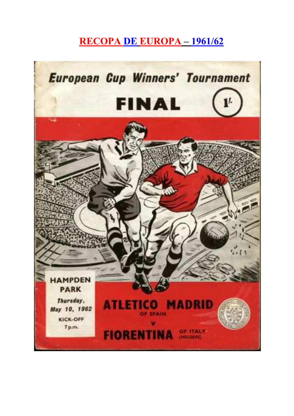 Recopa De Europa – 1961/62