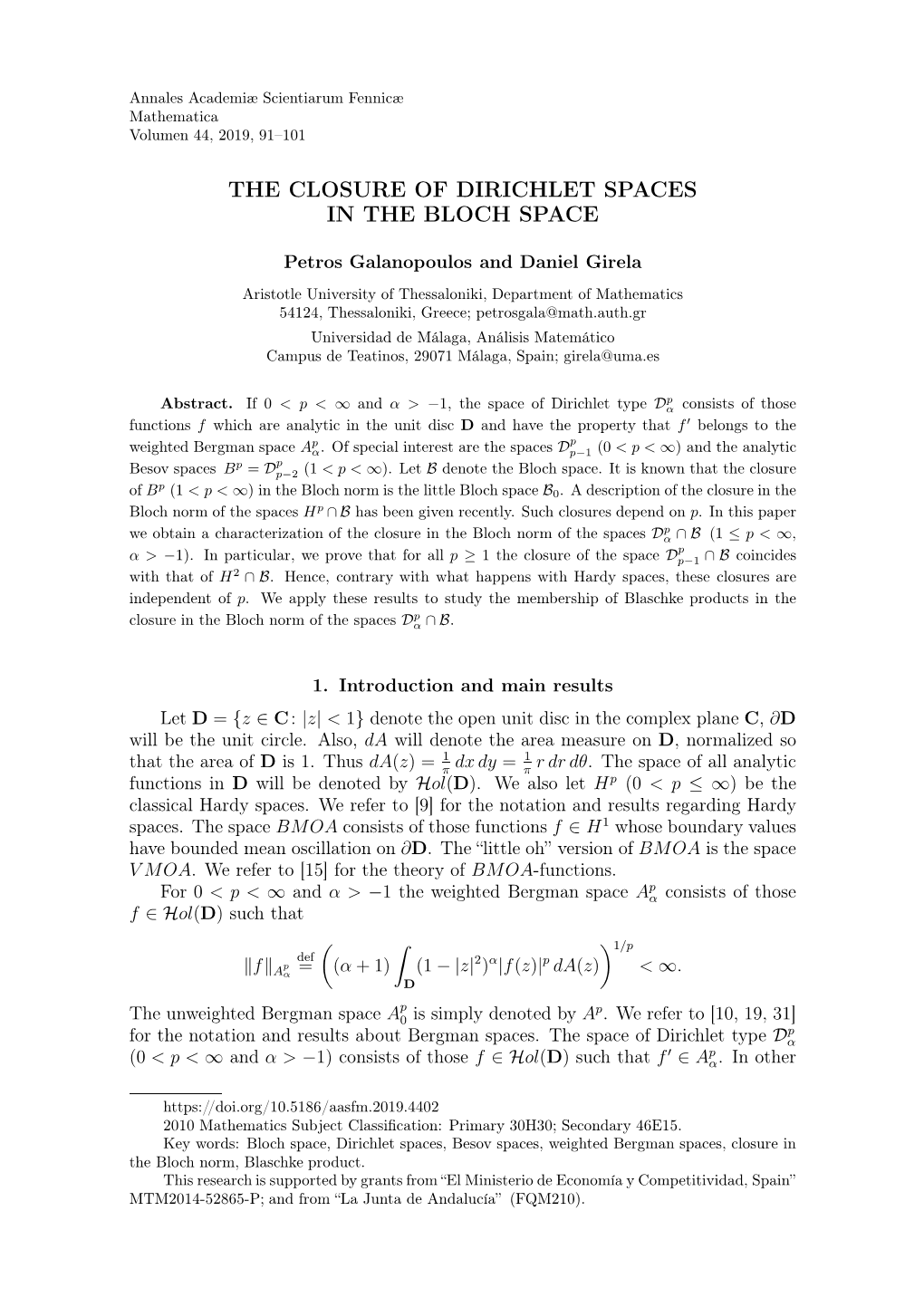 The Closure of Dirichlet Spaces in the Bloch Space