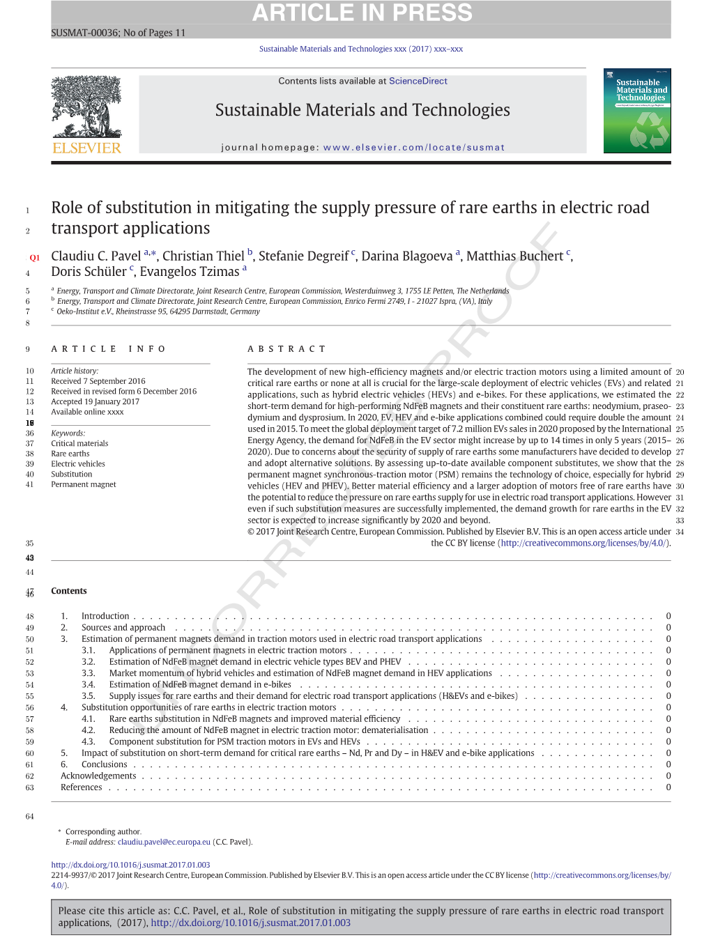 Role of Substitution in Mitigating the Supply Pressure of Rare Earths in Electric Road 2 Transport Applications