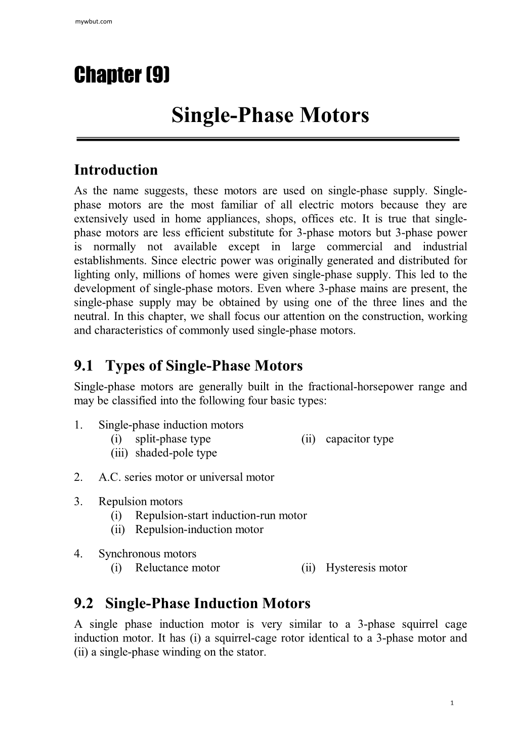 Single-Phase Motors