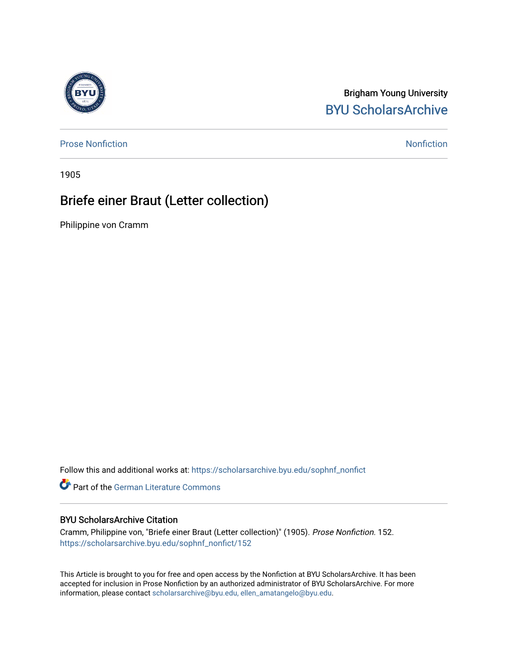 Briefe Einer Braut (Letter Collection)