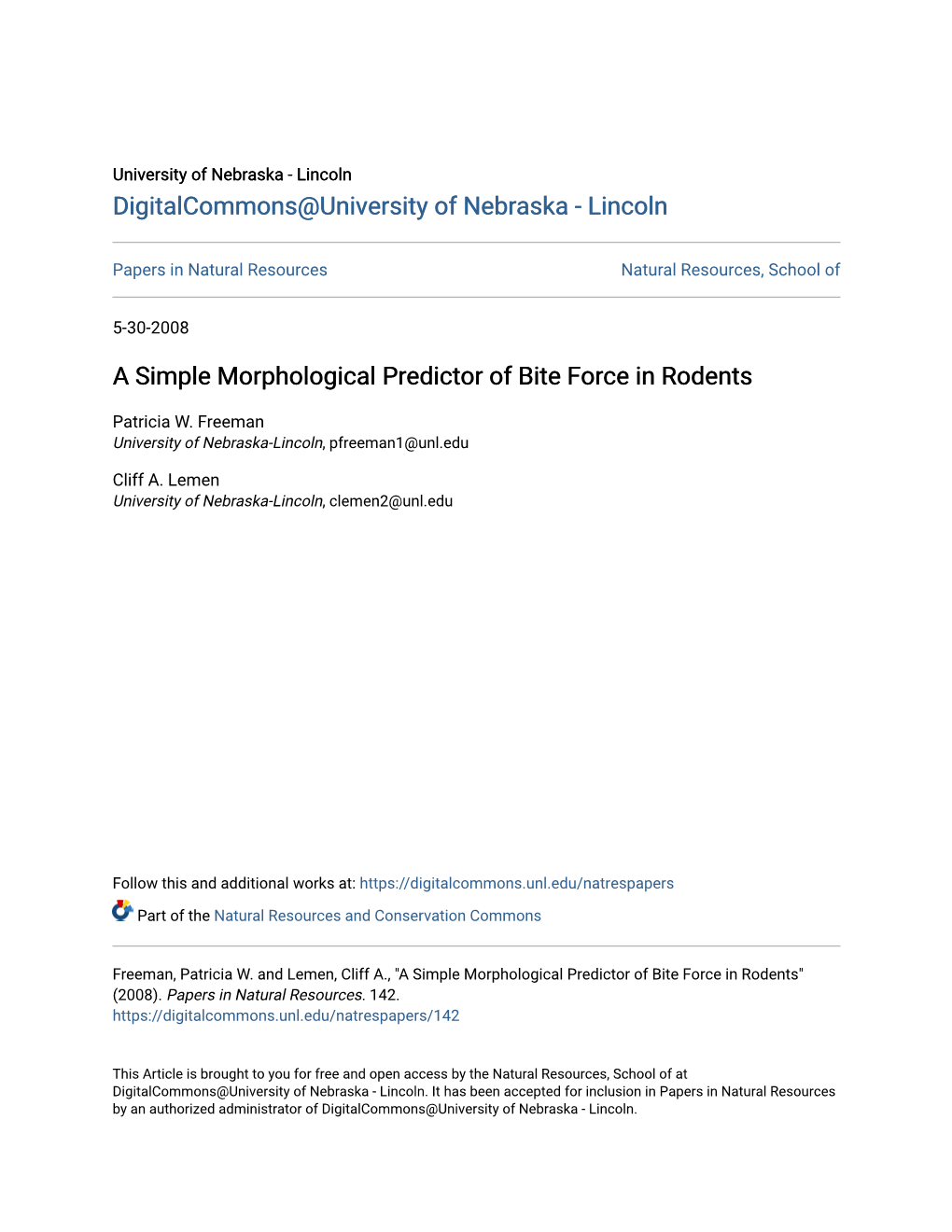 A Simple Morphological Predictor of Bite Force in Rodents