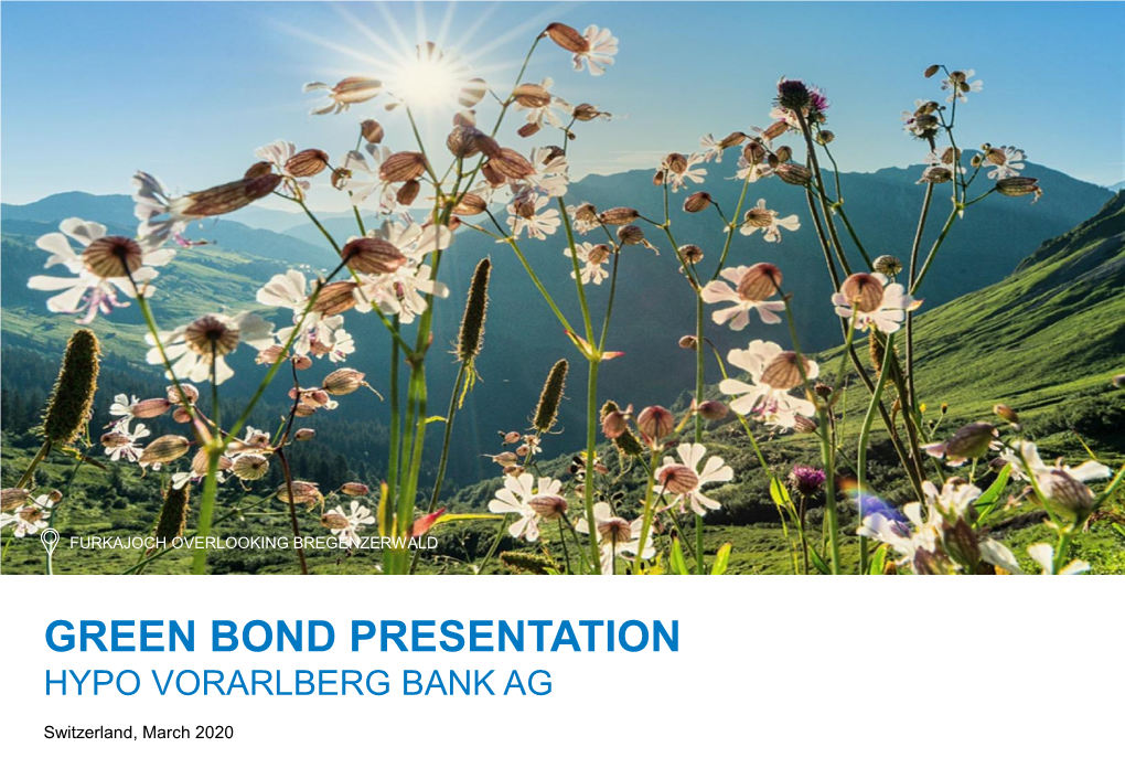 Green Bond Presentation Hypo Vorarlberg Bank Ag