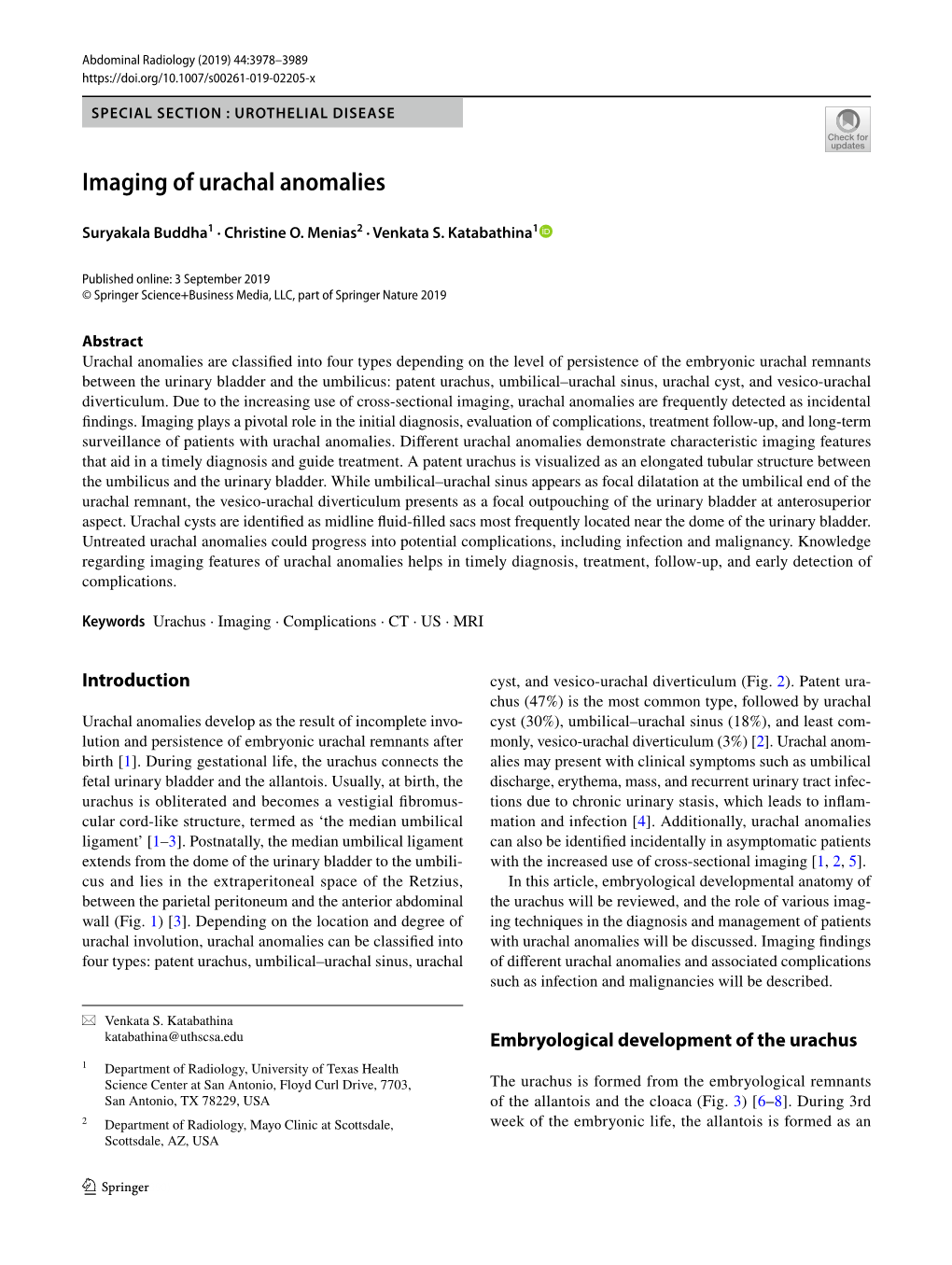 Imaging of Urachal Anomalies