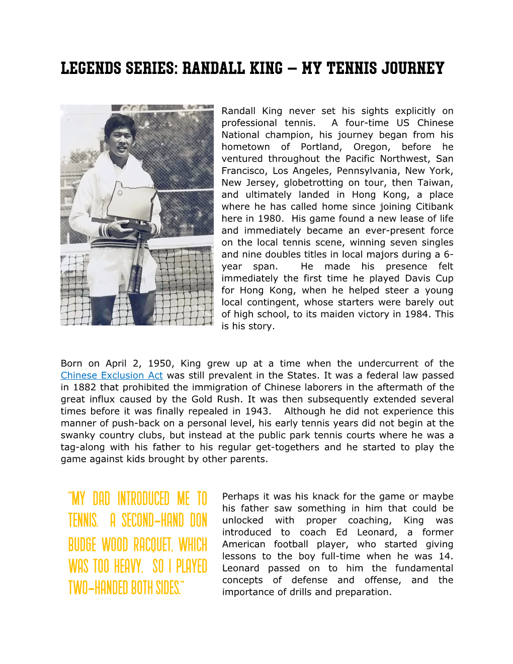 My Tennis Journey