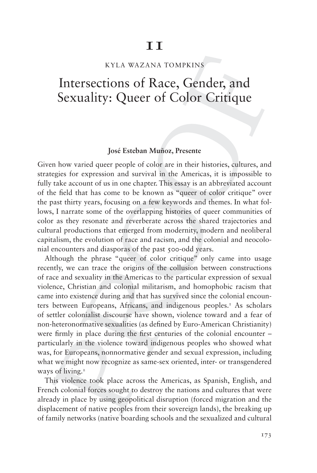 Intersections of Race, Gender, and Sexuality: Queer of Color Critique