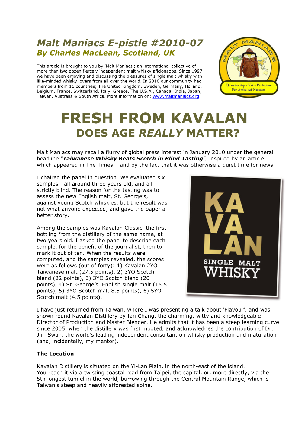 Fresh from Kavalan Does Age Really Matter?