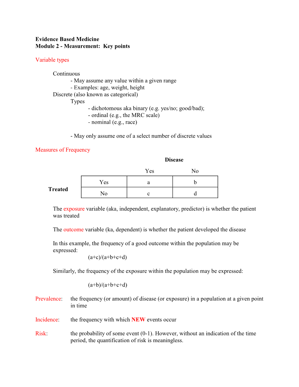 Measurement: Key Points Variable Types Continuous