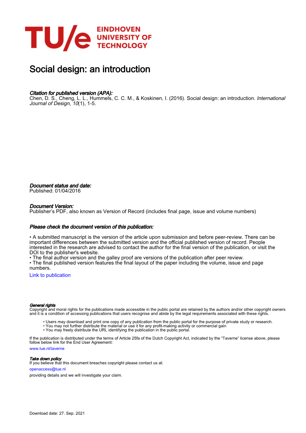 Social Design: an Introduction