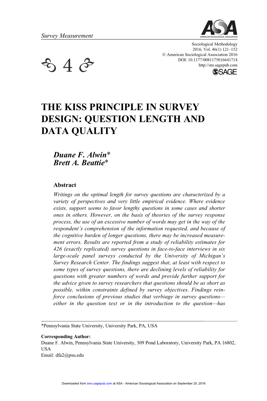 The Kiss Principle in Survey Design: Question Length and Data Quality