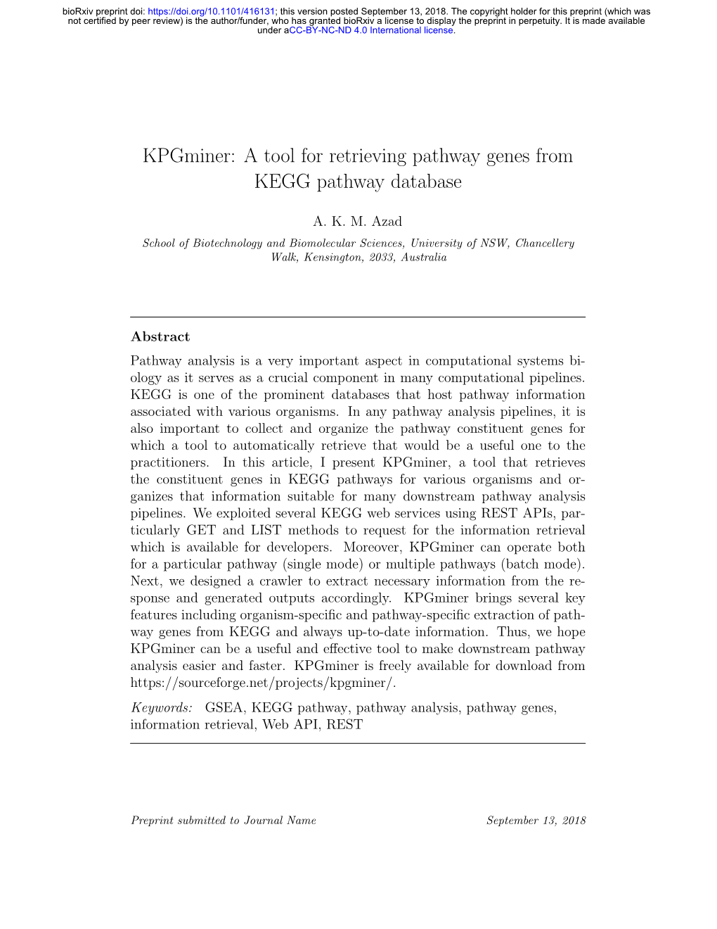 A Tool for Retrieving Pathway Genes from KEGG Pathway Database