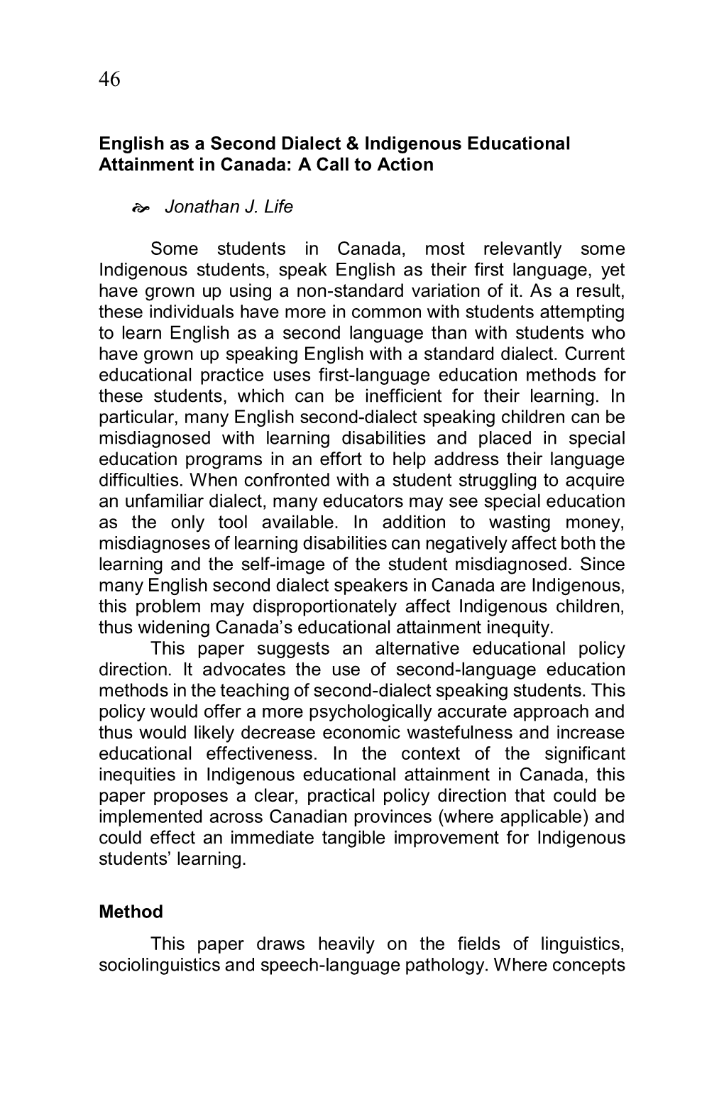English As a Second Dialect & Indigenous Educational Attainment in Canada