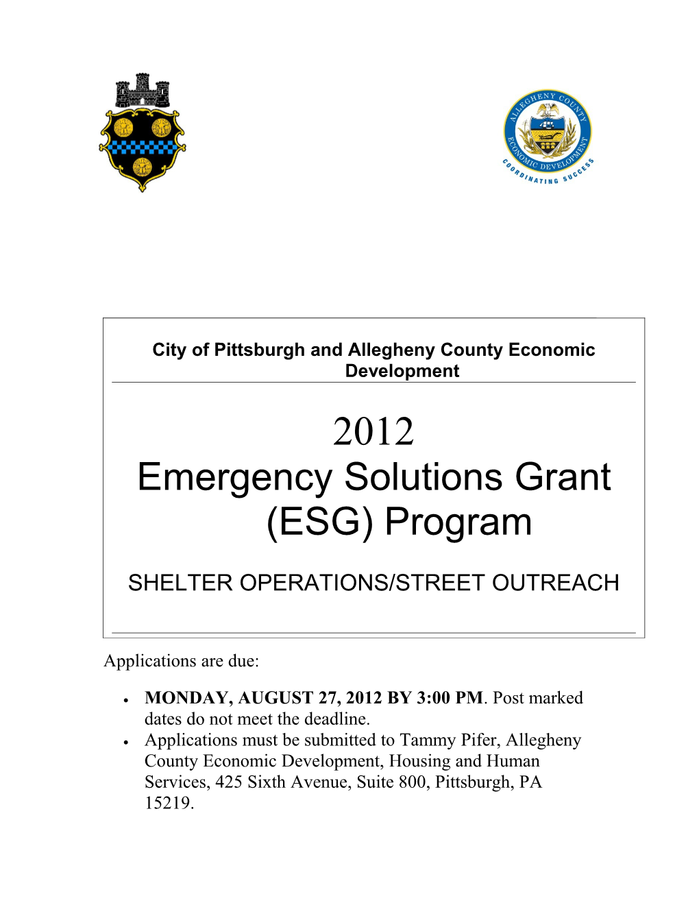 Emergency Shelter Grant Program