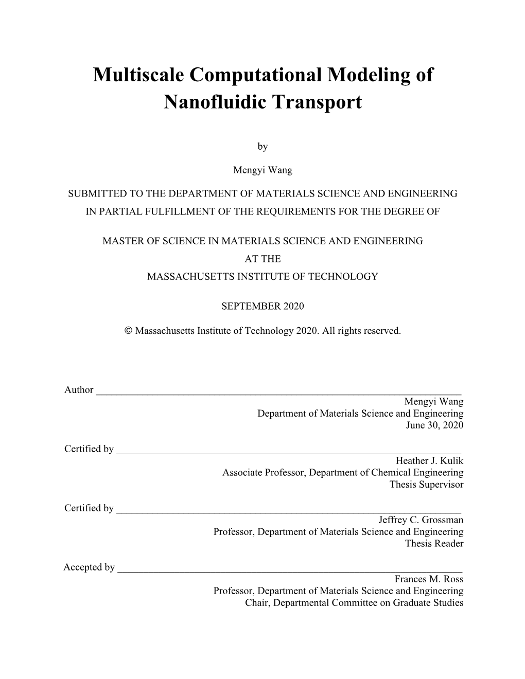 Multiscale Computational Modeling of Nanofluidic Transport