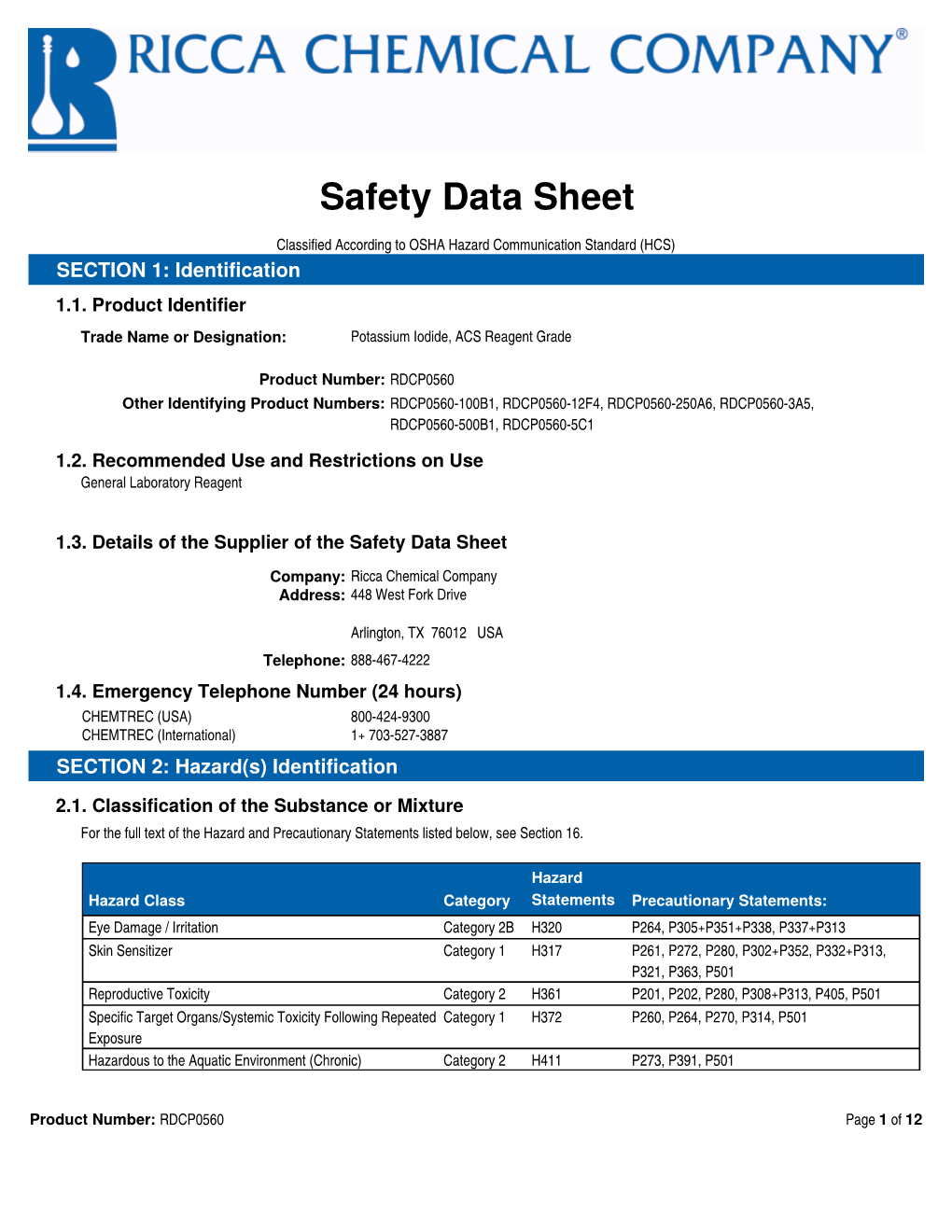 Safety Data Sheet