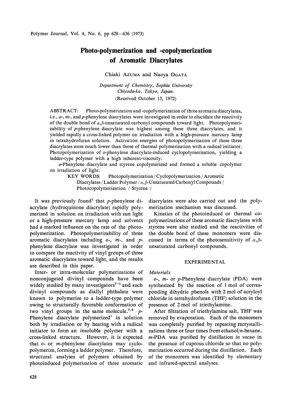 Copolymerization of Aromatic Diacrylates