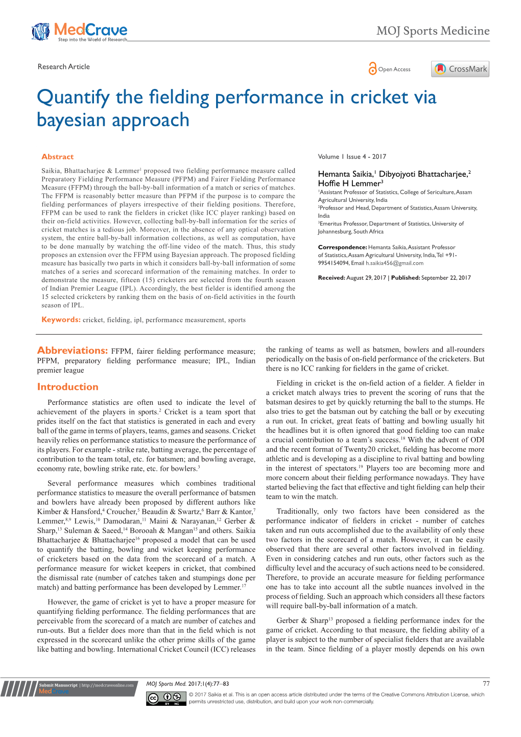 Quantify the Fielding Performance in Cricket Via Bayesian Approach