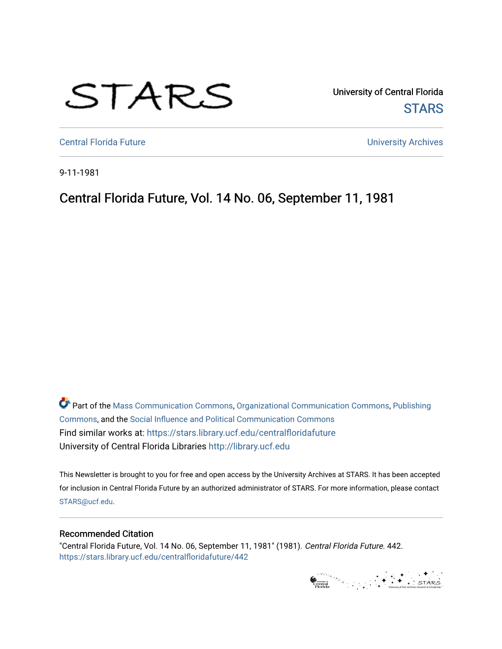 Central Florida Future, Vol. 14 No. 06, September 11, 1981