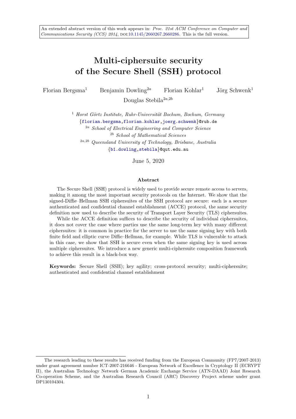 Multi-Ciphersuite Security of the Secure Shell (SSH) Protocol