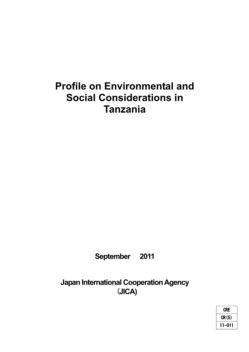 Profile on Environmental and Social Considerations in Tanzania