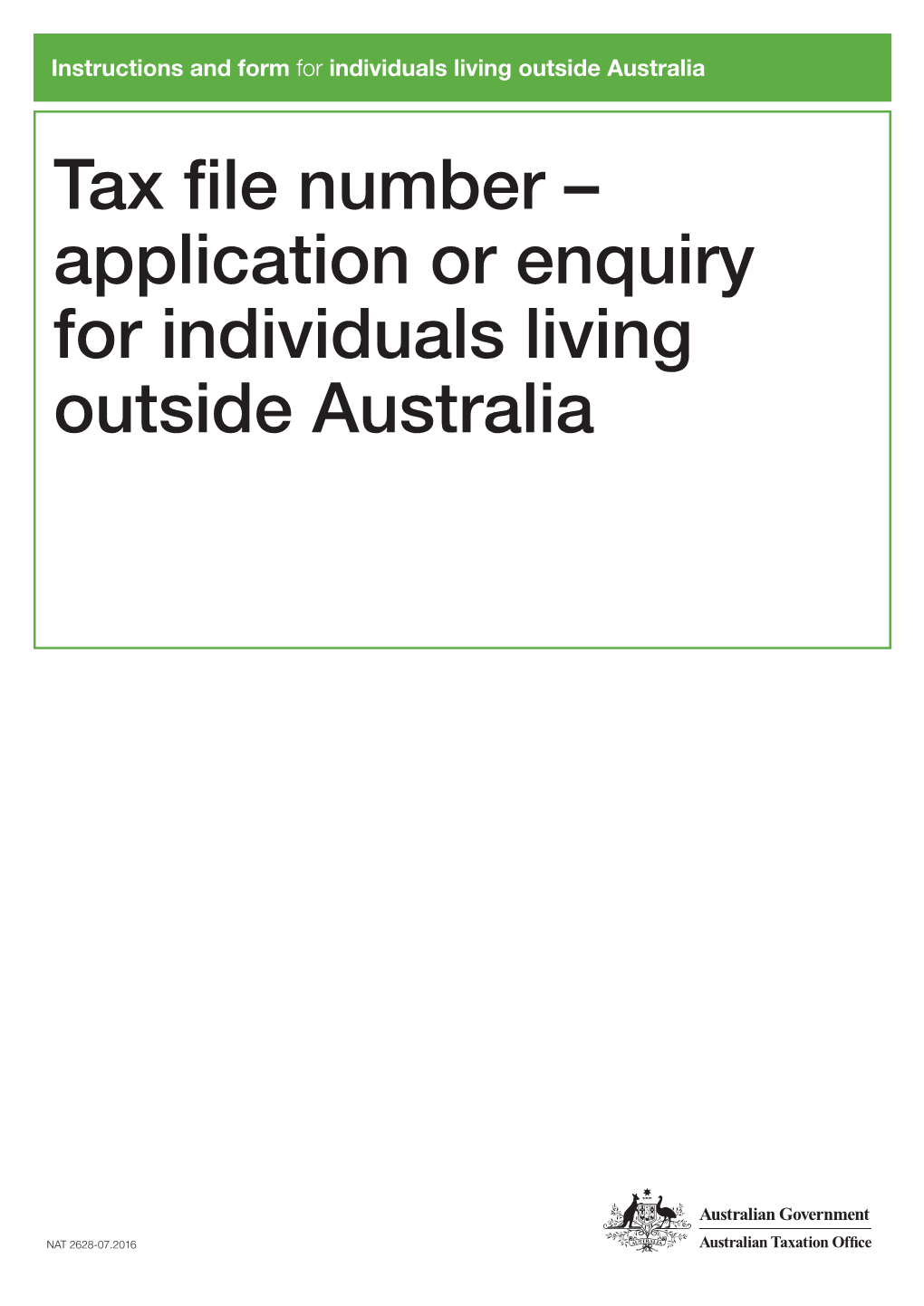 Tax File Number – Application Or Enquiry for Individuals Living Outside Australia