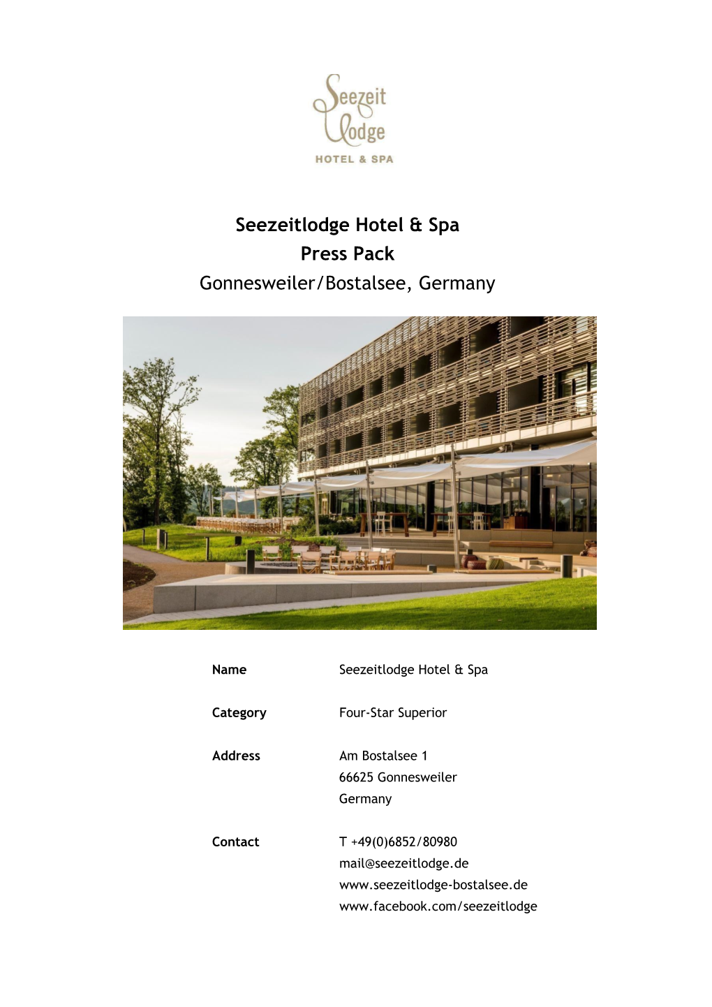 Seezeitlodge Hotel & Spa Press Pack Gonnesweiler/Bostalsee, Germany